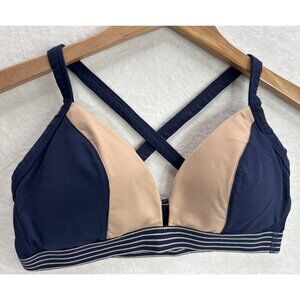 Lively Active Cross Back Women's Navy Blue  and Cream Sports Bra Size Medium